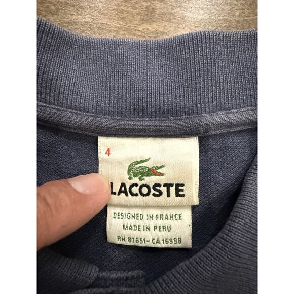 Lacoste Mens Blue 1/4 Button Polo Crocodile Logo Classic Fit T-Shirt Size 4 - Picture 5 of 8